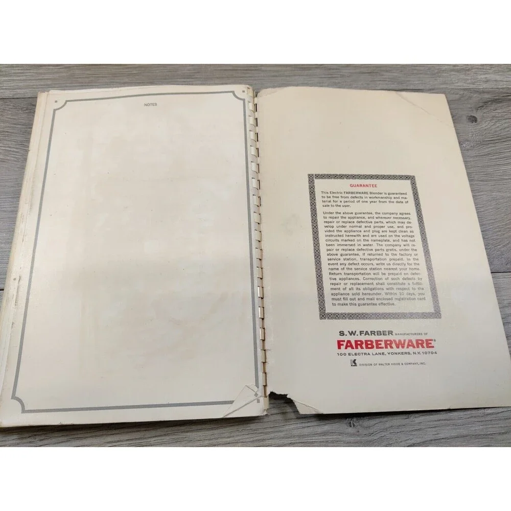 Vintage Farberware Electronic Blender #284 Manual Recipe Book-Cookbook